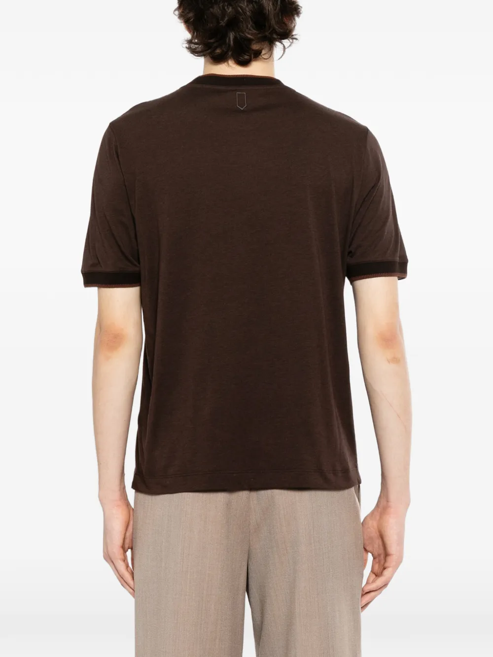 Canali T-shirt met ronde hals Bruin