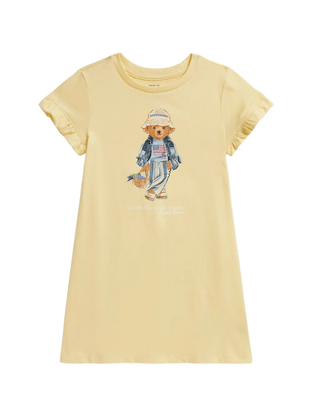 POLO RALPH LAUREN KIDS Polo Bear ruffled-trim jersey dress - Giallo