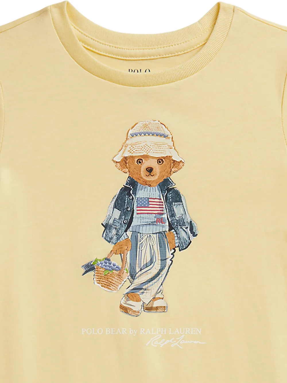 POLO RALPH LAUREN KIDS Polo Bear jersey jurk met ruches Geel