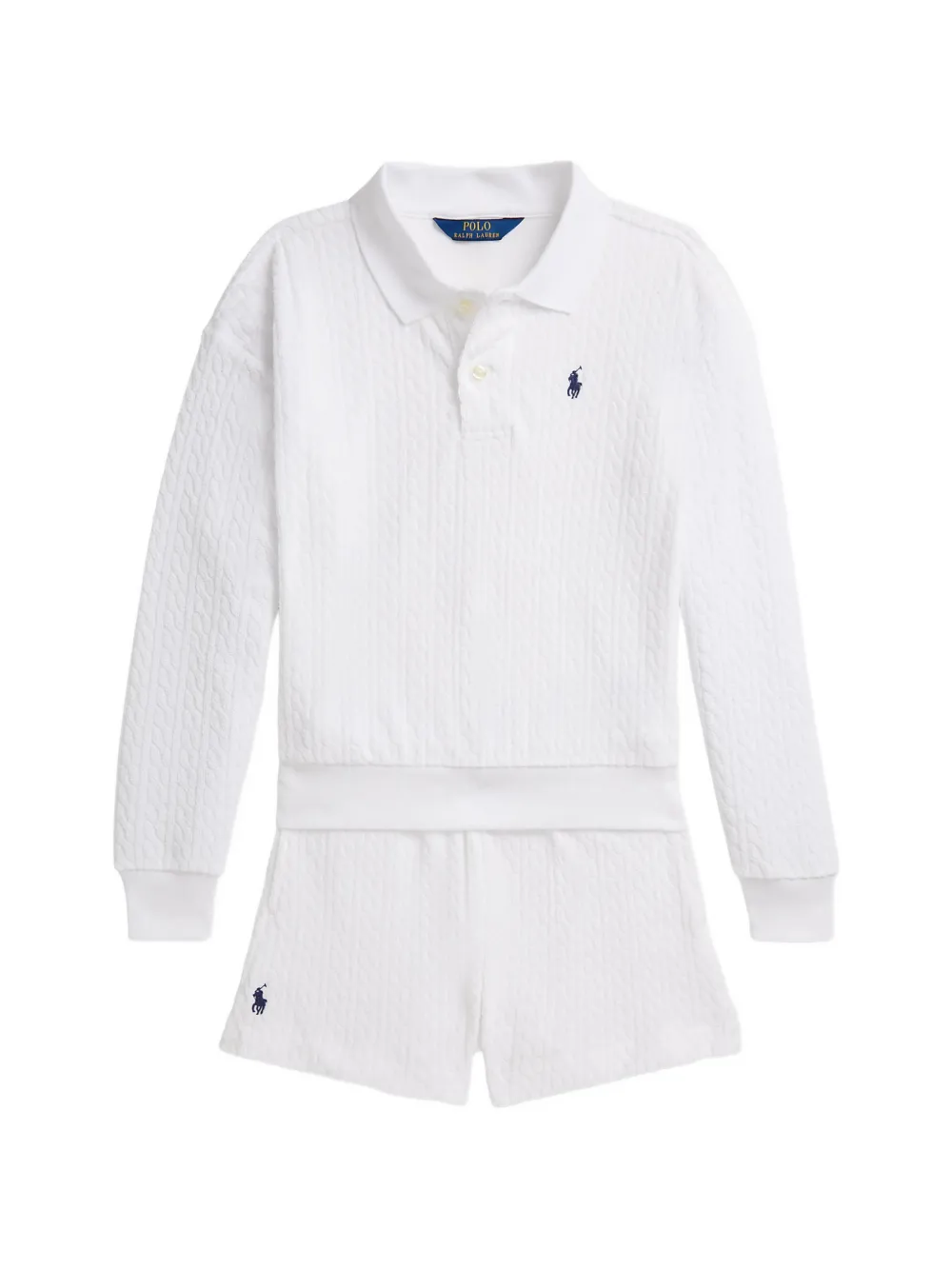 POLO RALPH LAUREN KIDS cable-knit shorts set - Weiß