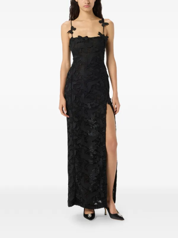 Blumarine butterfly-appliqué Maxi Dress | Black | FARFETCH