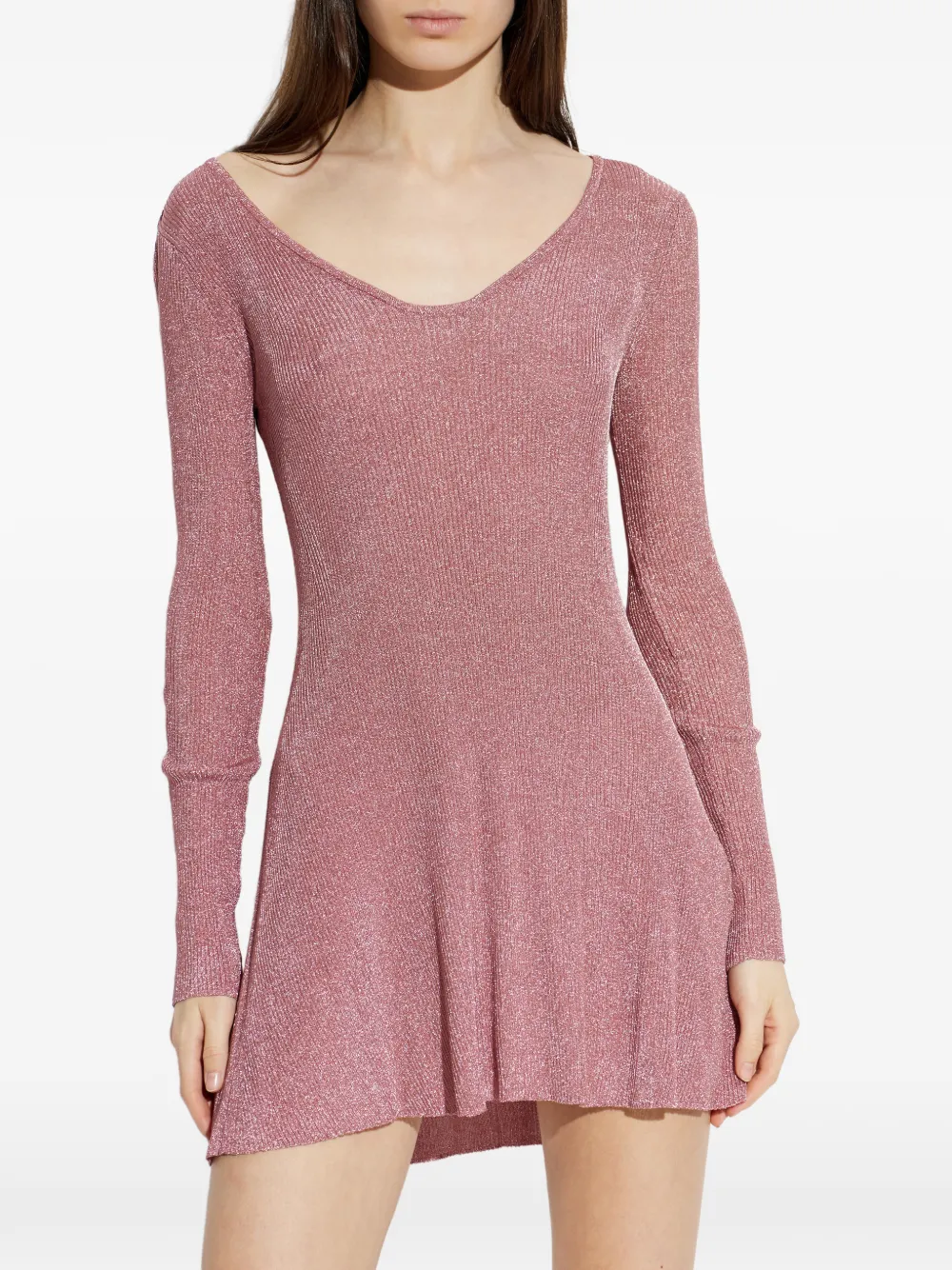 Diesel M-Dalila mini-jurk met lange mouwen en V-hals Roze