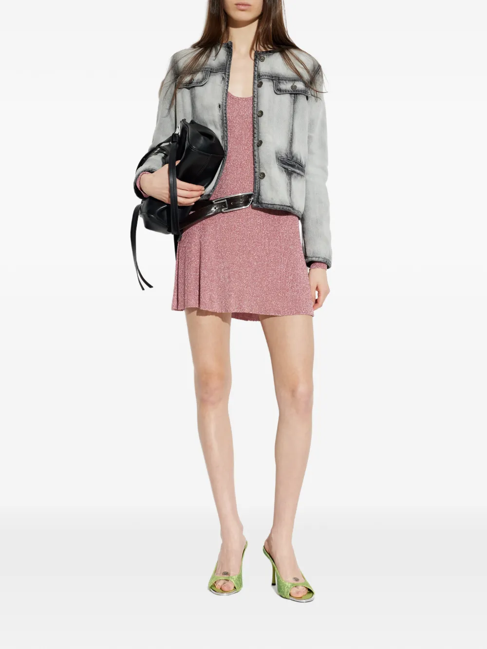 Diesel M-Dalila mini-jurk met lange mouwen en V-hals Roze