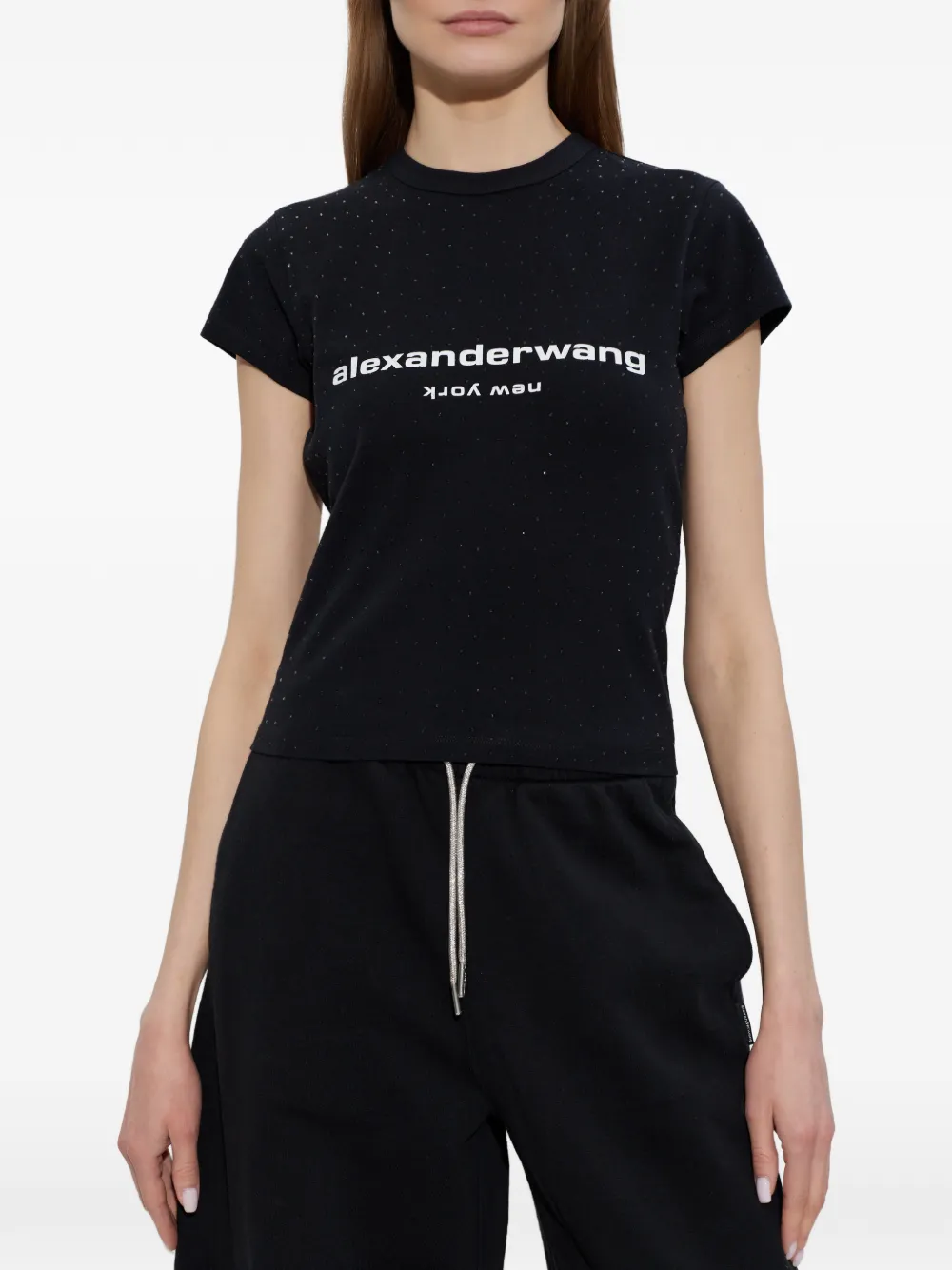 Alexander Wang T-shirt verfraaid met stras Zwart