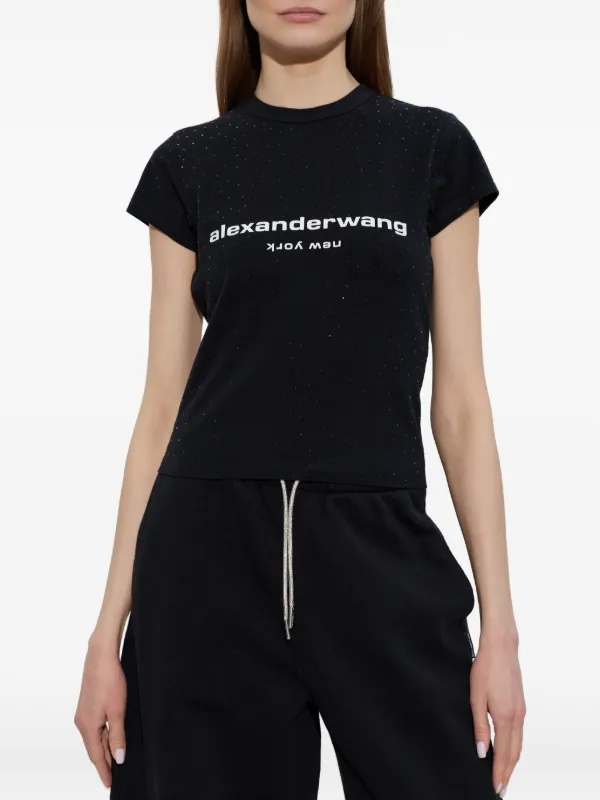 Alexander Wang Crystal Logo Baby Tee | Black | FARFETCH