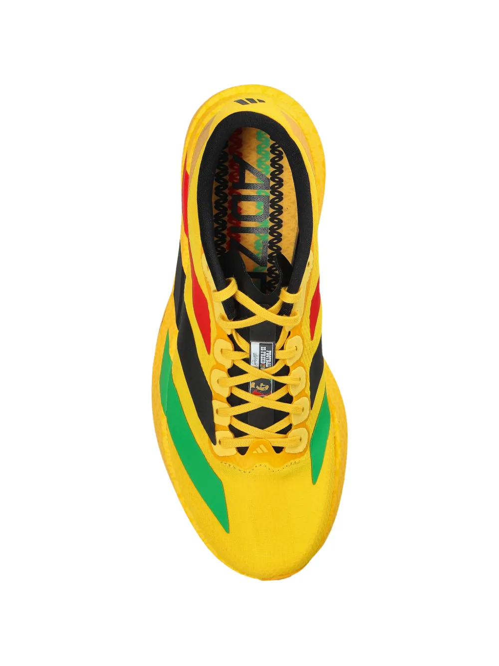adidas xBob Marley Jamaica 26 Adizero Evo SI gestreepte sneakers Geel