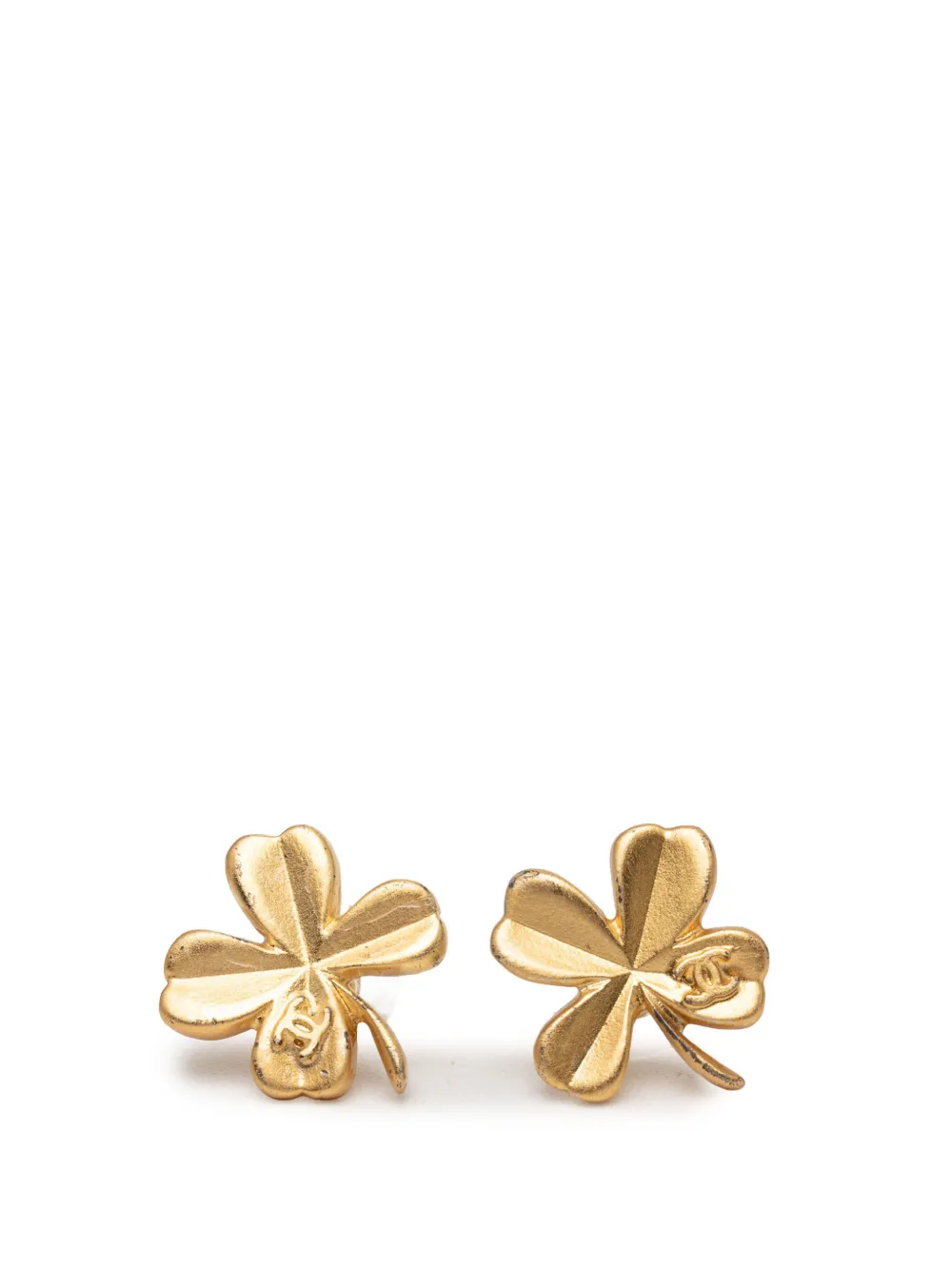 CHANEL Pre-Owned 2003 Gold Plated CC Clover Push Back Earrings costume earrings - Oro