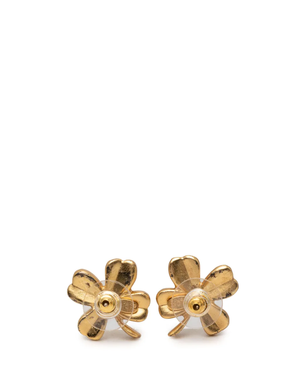 2003 Gold Plated Cc Clover Push Back Earrings Costume Earrings