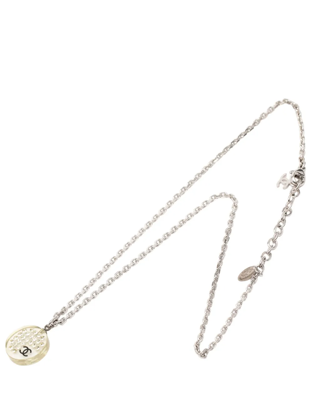 CHANEL Pre-Owned 2005 CC Silver Plated Resin Rhinestone Pendant Necklace costume necklace - Argento