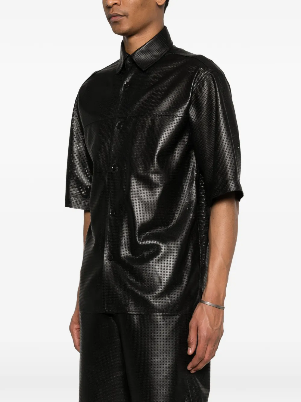 Arma Leather Shirt - Black 