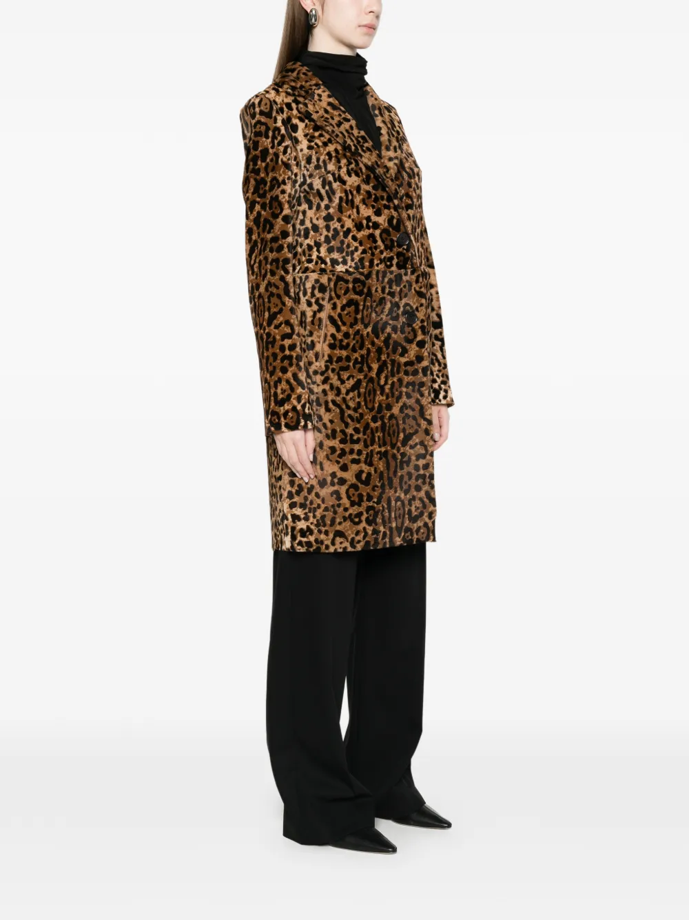 Arma Mietta jas met dierenprint en knopen Beige