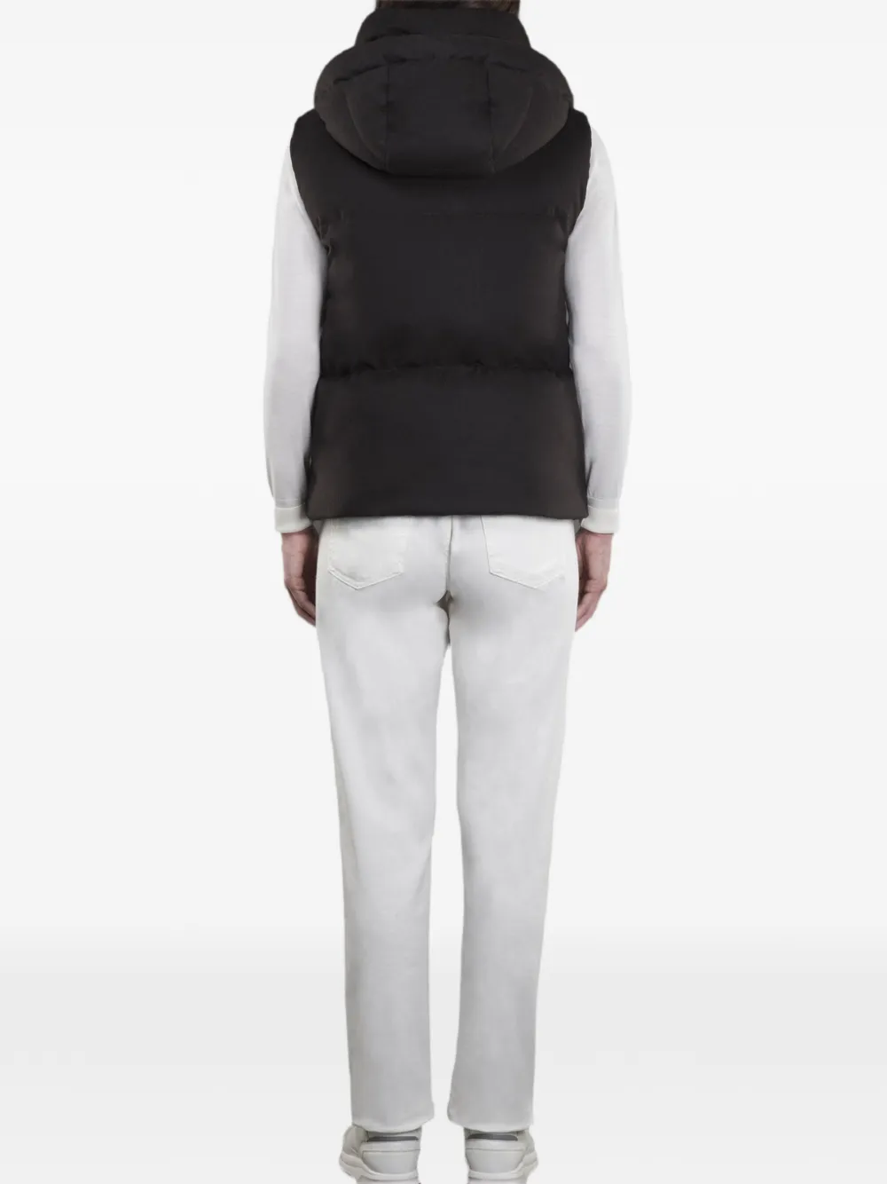 Moorer FUENTE-BA1 kasjmier bodywarmer met afneembare capuchon Bruin