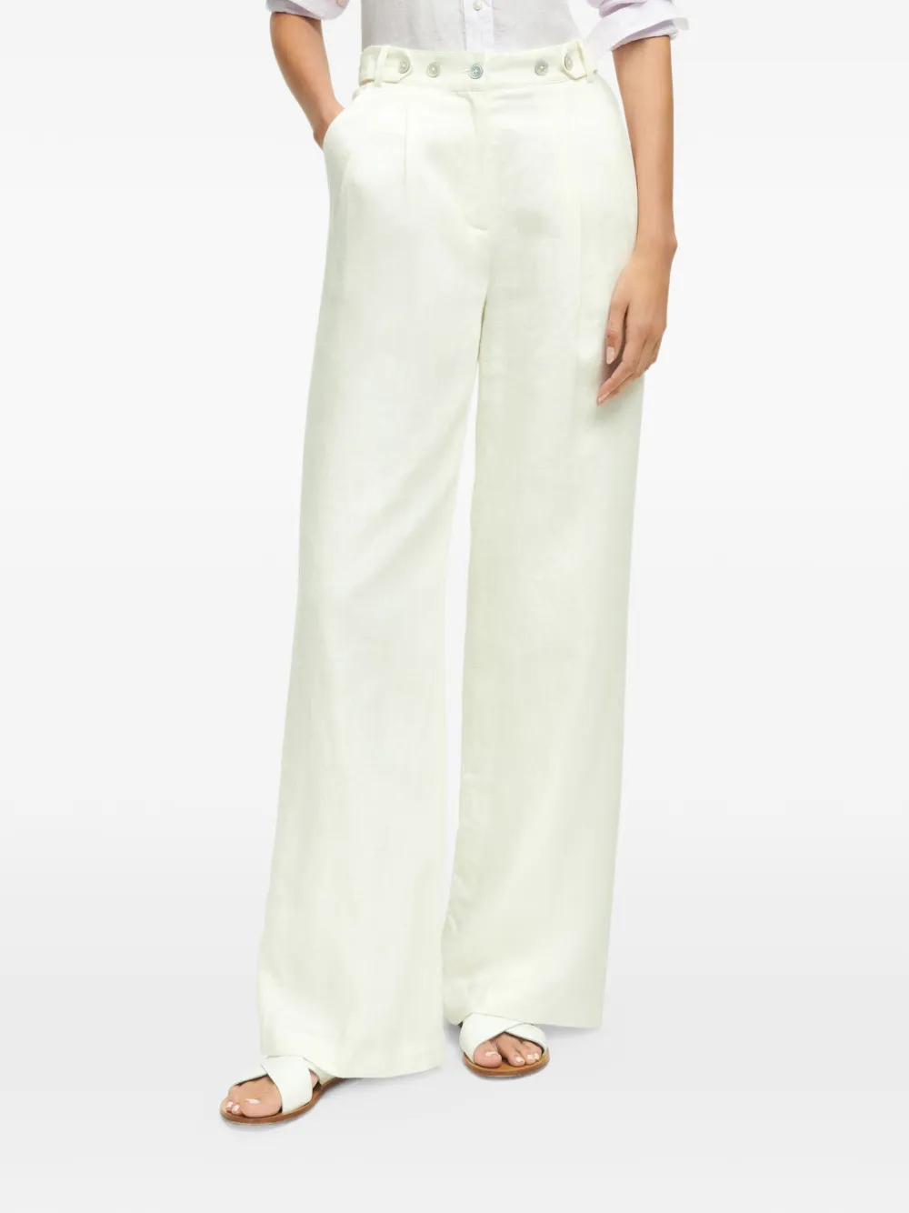 Brooks Brothers Wide-Leg-Hose mit Bundfalten - Nude