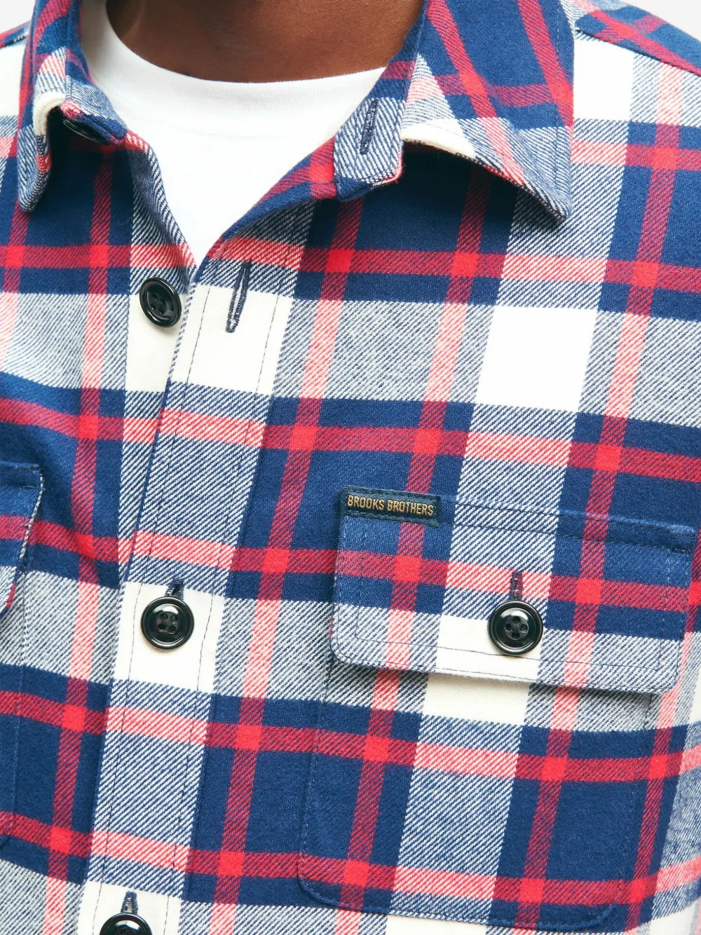 Brooks Brothers Geruit katoenen shirtjack Blauw