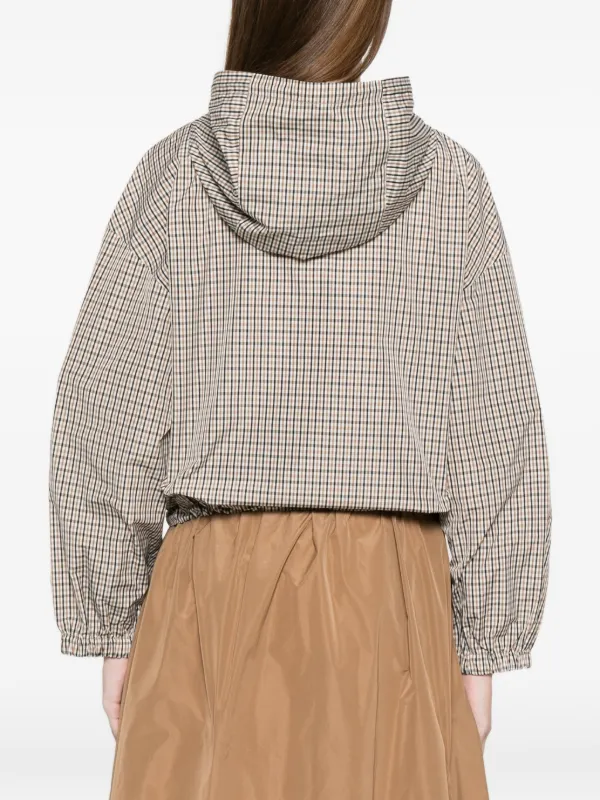 Marella チェック フーデッド ジャケット | ブラウン | FARFETCH JP