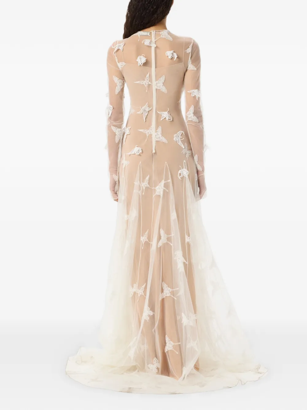 Blumarine Maxi-jurk met vlinderapplicatie Beige