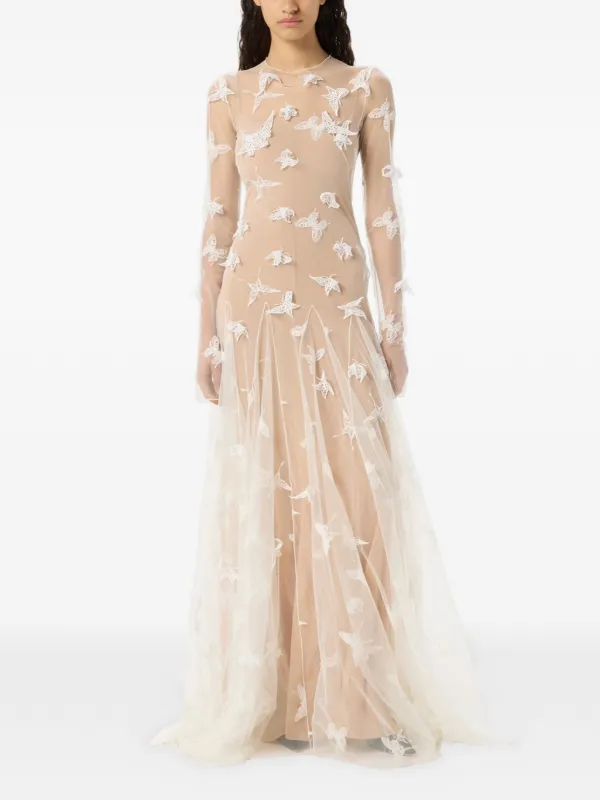 Blumarine butterfly-appliqué Maxi Dress | Neutrals
