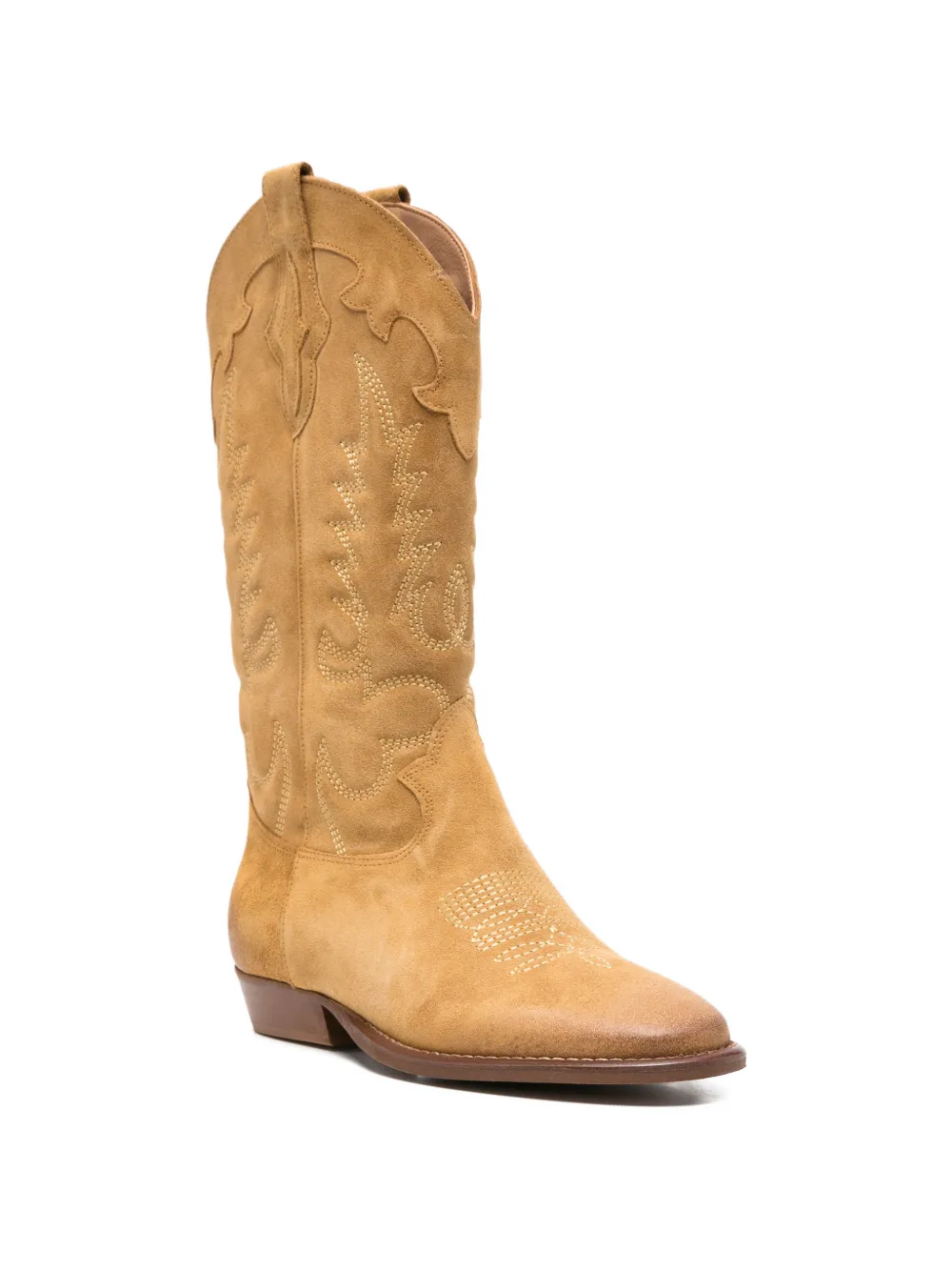  Gisel Moire Guatemala Embroidered Cowboy Boots - Brown 