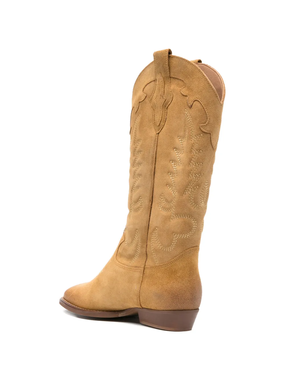  Gisel Moire Guatemala Embroidered Cowboy Boots - Brown 