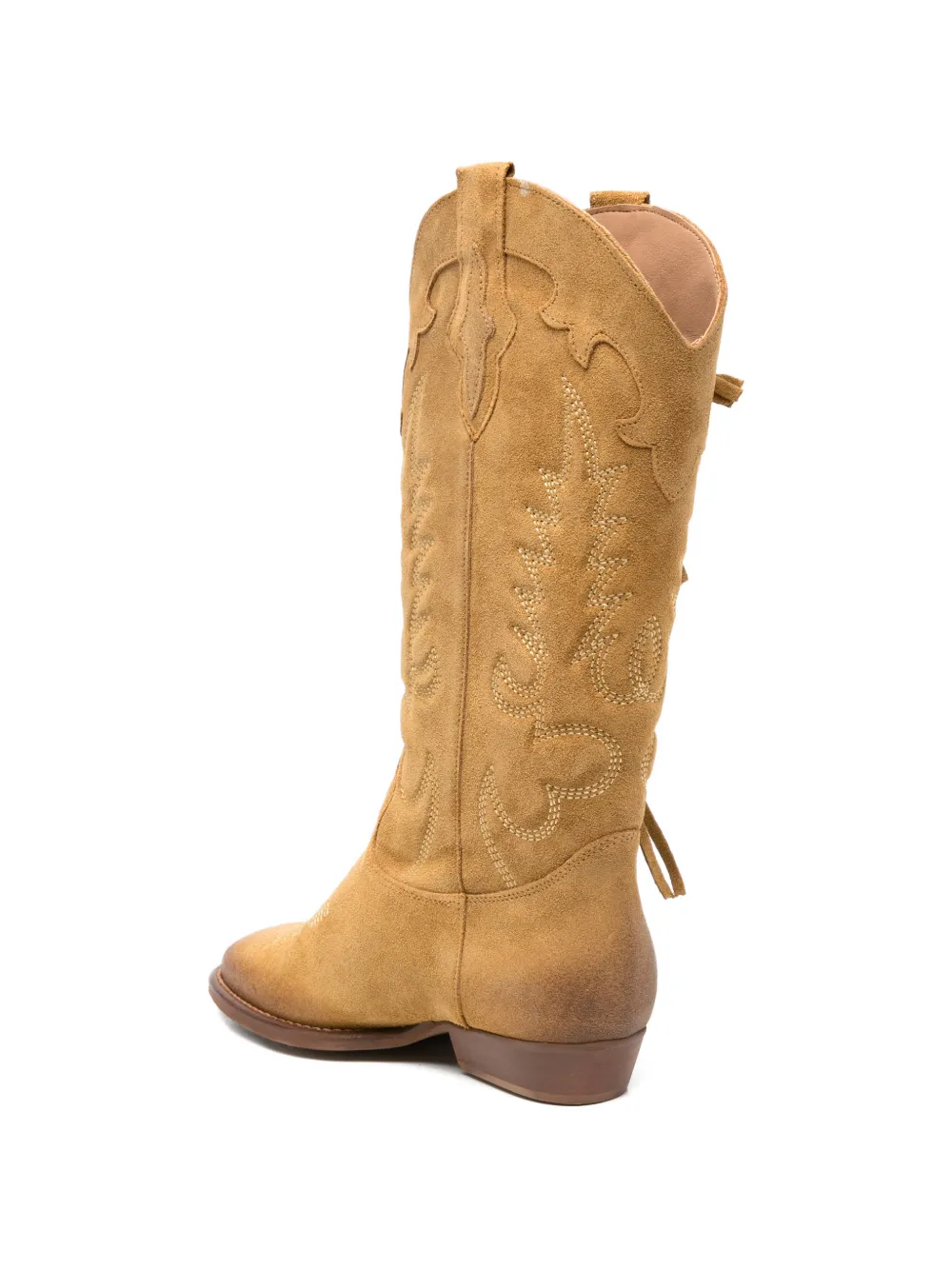  Gisel Moire Oklahoma Fringe Boots - Neutrals 