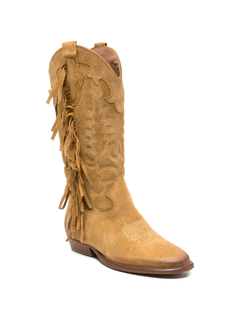  Gisel Moire Oklahoma Fringe Boots - Neutrals 