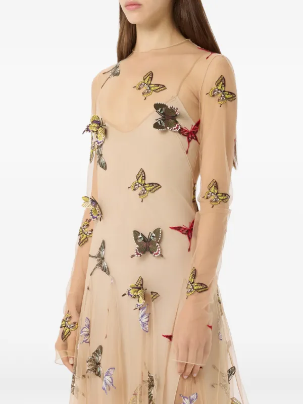 blumarine brown butterfly dress butterfly-embroidered Maxi | Neutrals P644A433A.