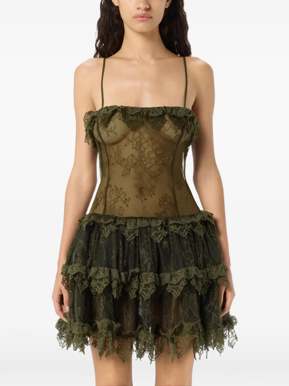 Blumarine Mini-jurk met ruches Groen