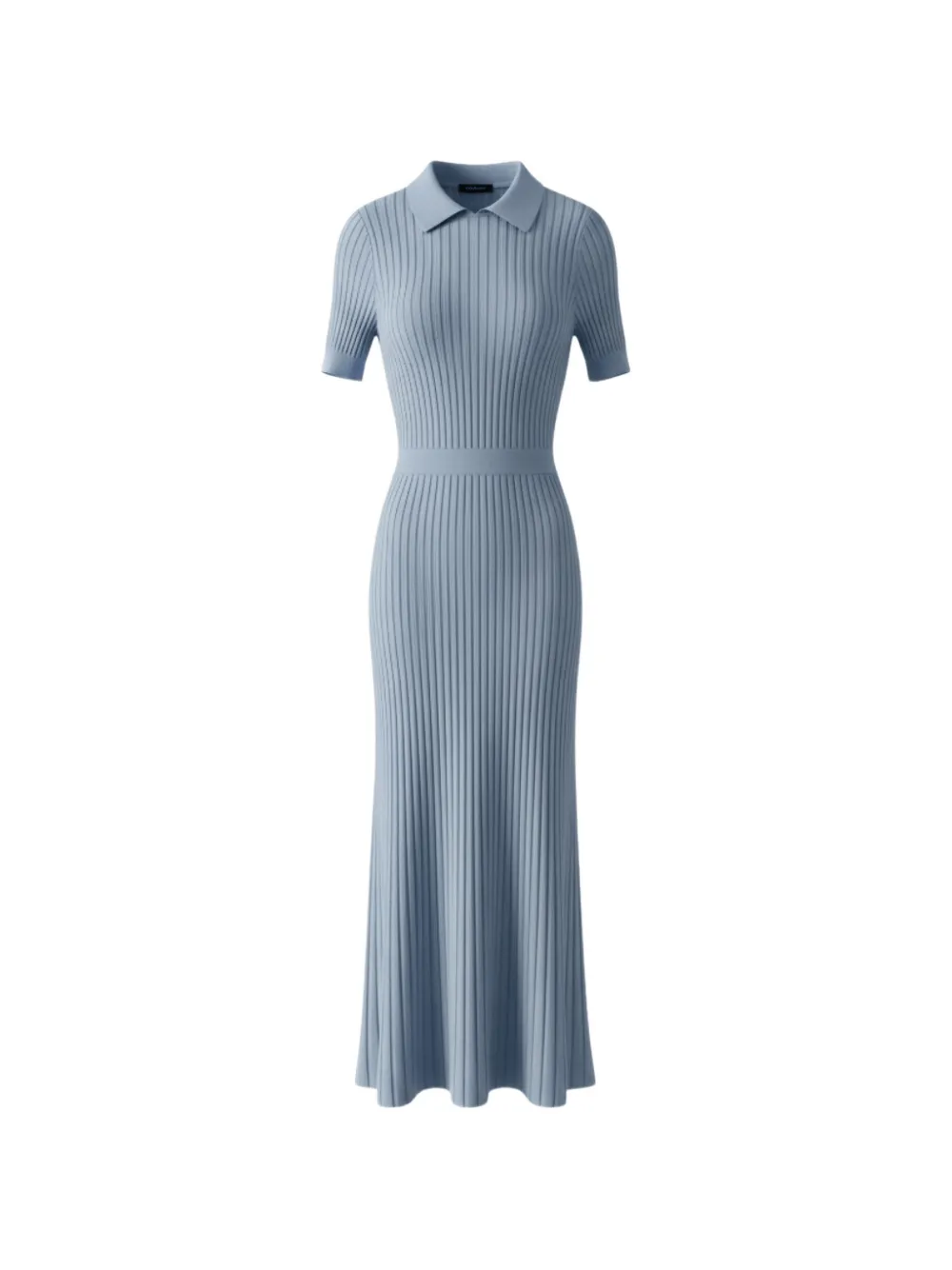 Gabriela Hearst ribbed-knit polo-collar midi dress - Blue