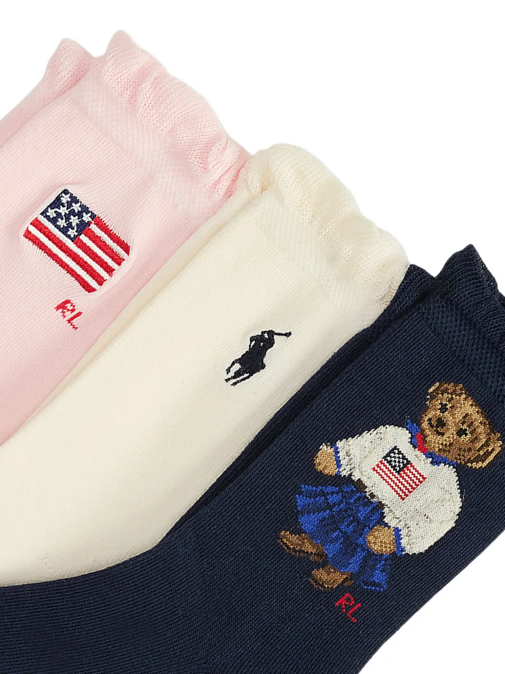 POLO RALPH LAUREN KIDS Drie paar American Bear sokken Blauw