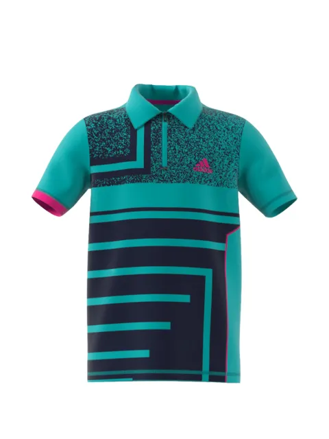 adidas Kids 기하학 패턴 반소매 폴로 셔츠