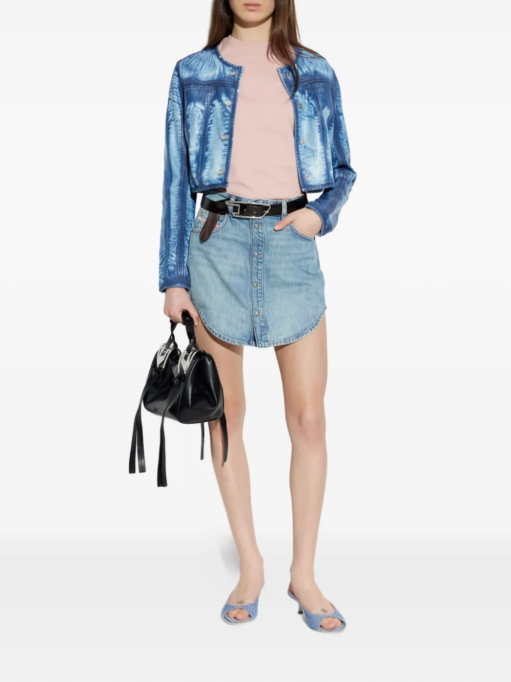Diesel T-Cropyn T-shirt met geborduurd logo Roze