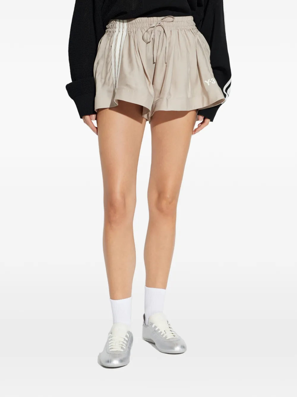  Y-3 Drawstring Logo Shorts - Neutrals 