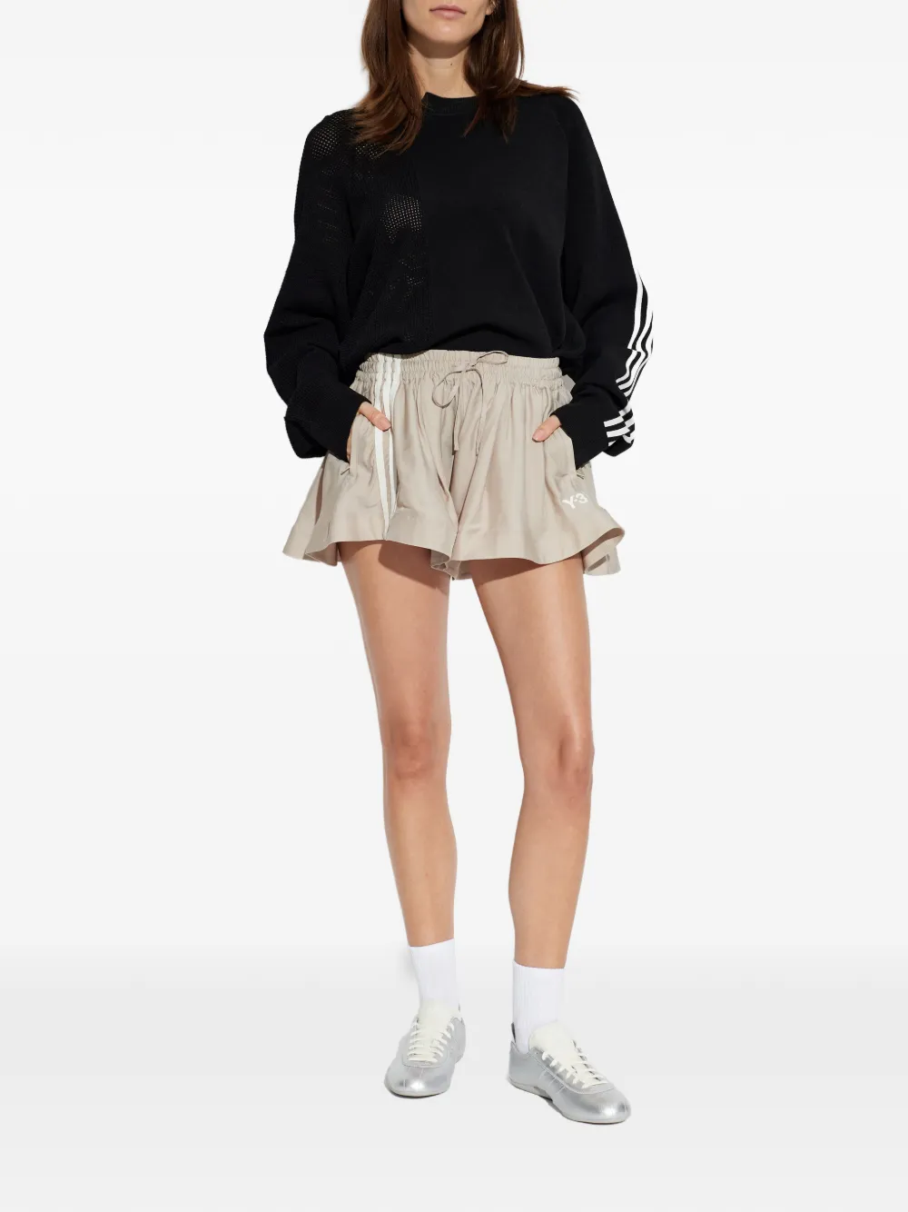  Y-3 Drawstring Logo Shorts - Neutrals 