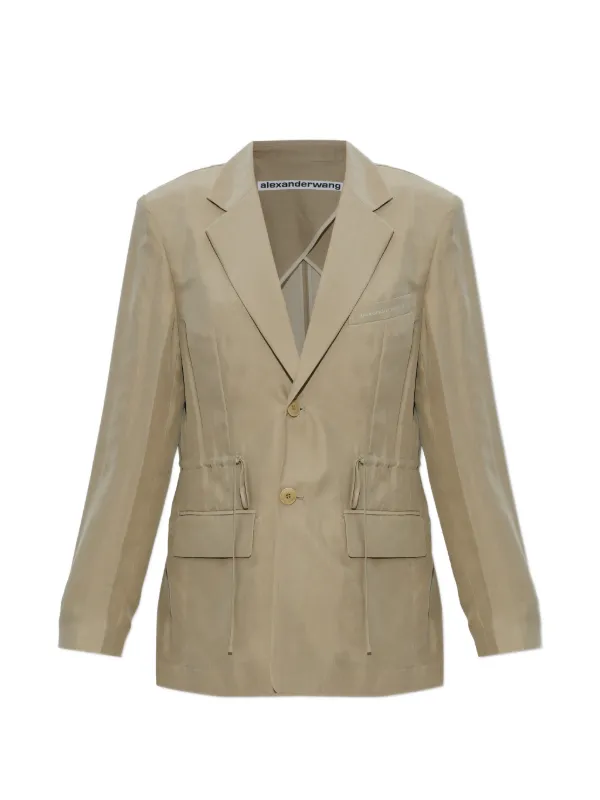 Alexander Wang Ruched Waist Blazer in Neutrals