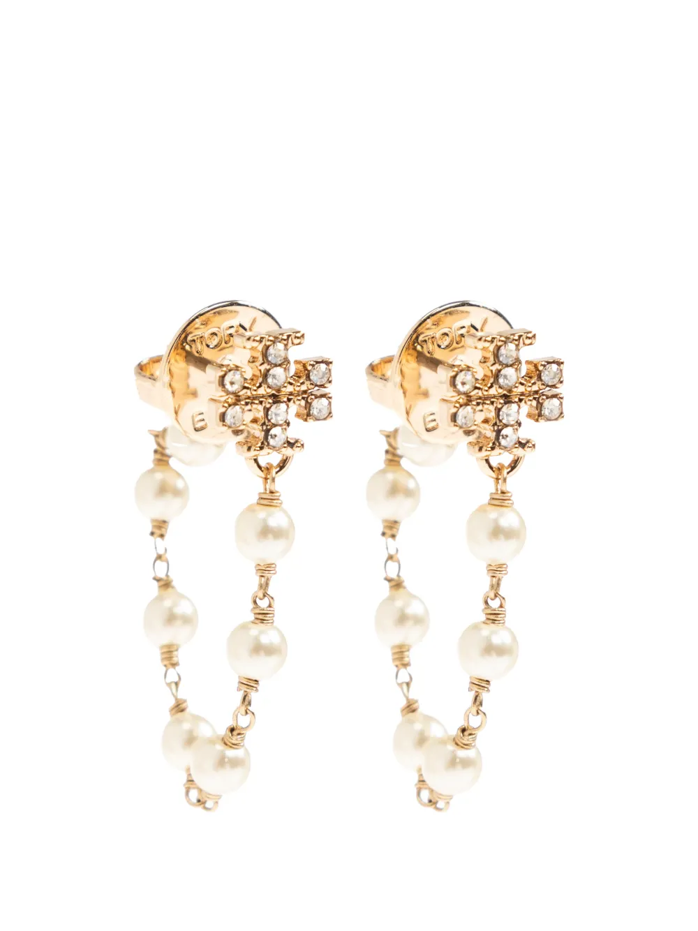 Tory Burch Moondance Pearl and Chain earrings - Oro