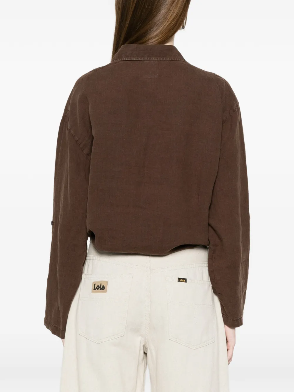 LOIS JEANS Pia blouse met gestrikte voorkant Bruin