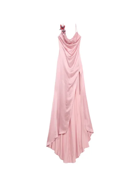 Blumarine butterfly-appliqué split-front maxi dress