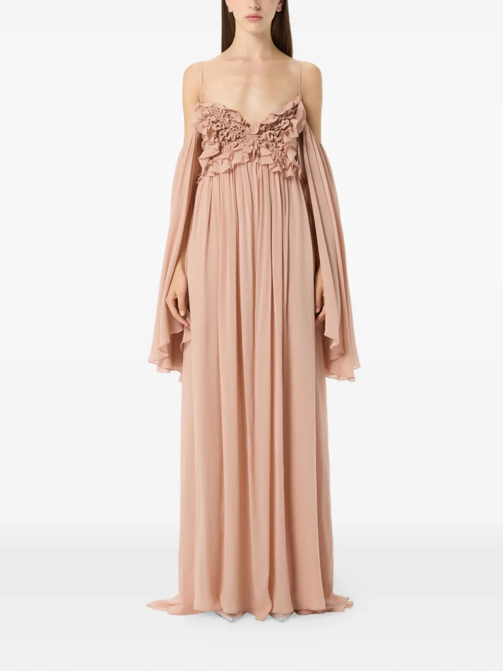 Blumarine Maxi-jurk met ruches Beige