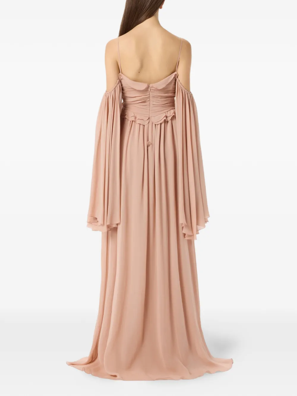 Blumarine Maxi-jurk met ruches Beige