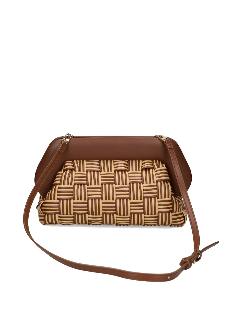 Themoirè Geweven clutch Bruin