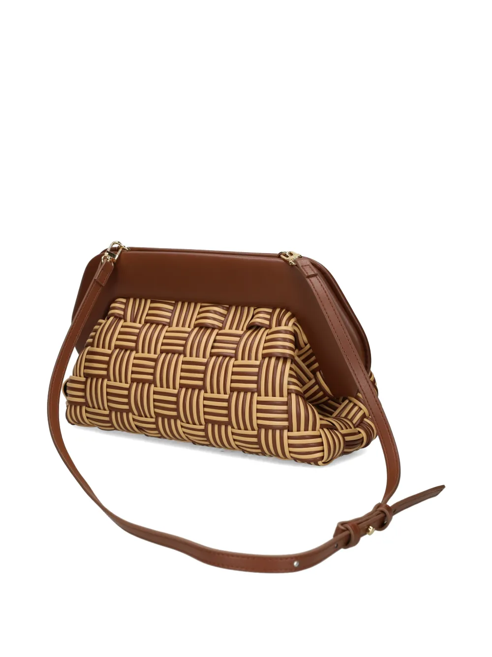 Themoirè Geweven clutch Bruin