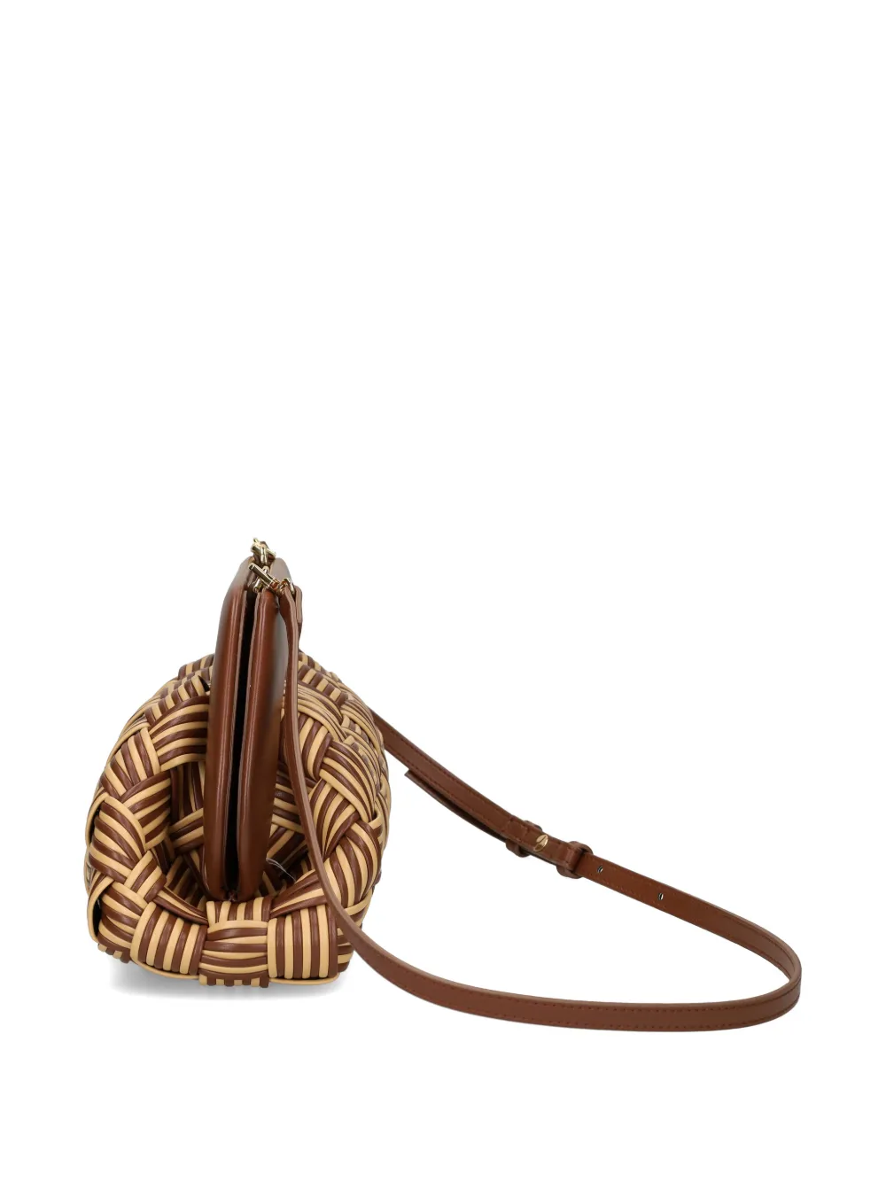 Themoirè Geweven clutch Bruin