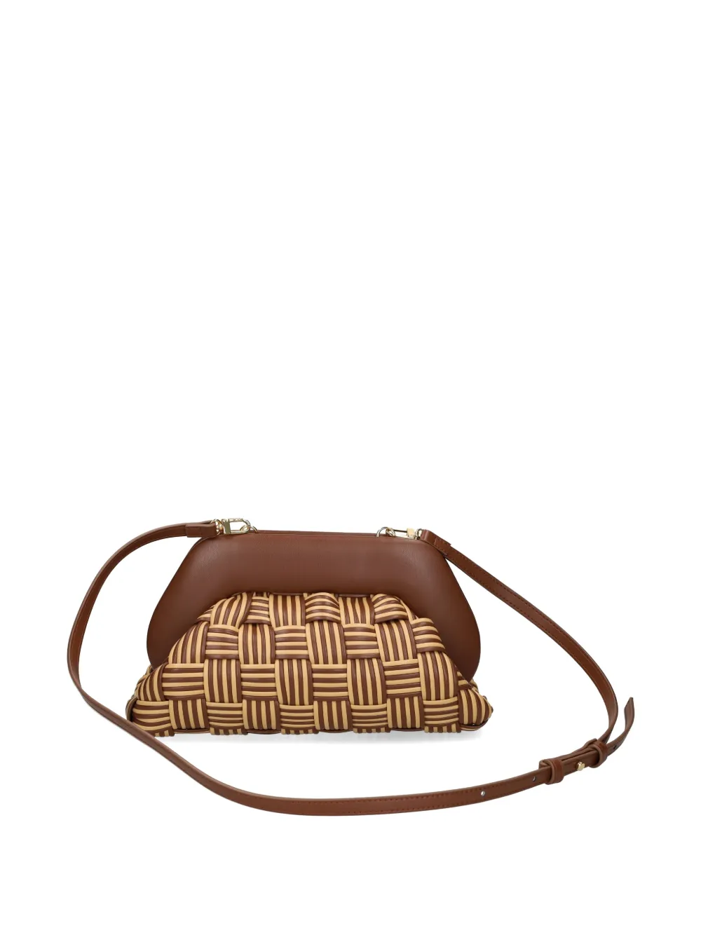  Themoirè Woven Clutch Bag - Brown 