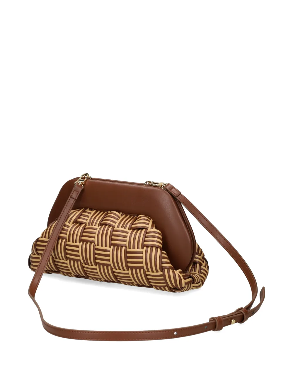  Themoirè Woven Clutch Bag - Brown 