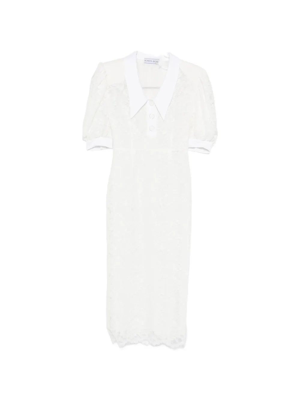 Rowen Rose polo-collar midi dress - White