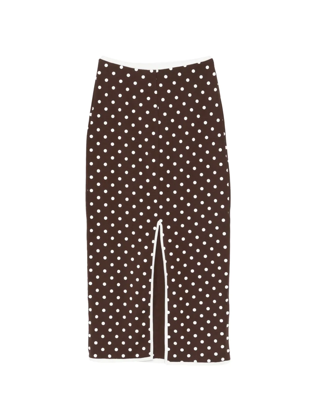  Rowen Rose Polka Dot-pattern Slit Midi Skirt - Brown 