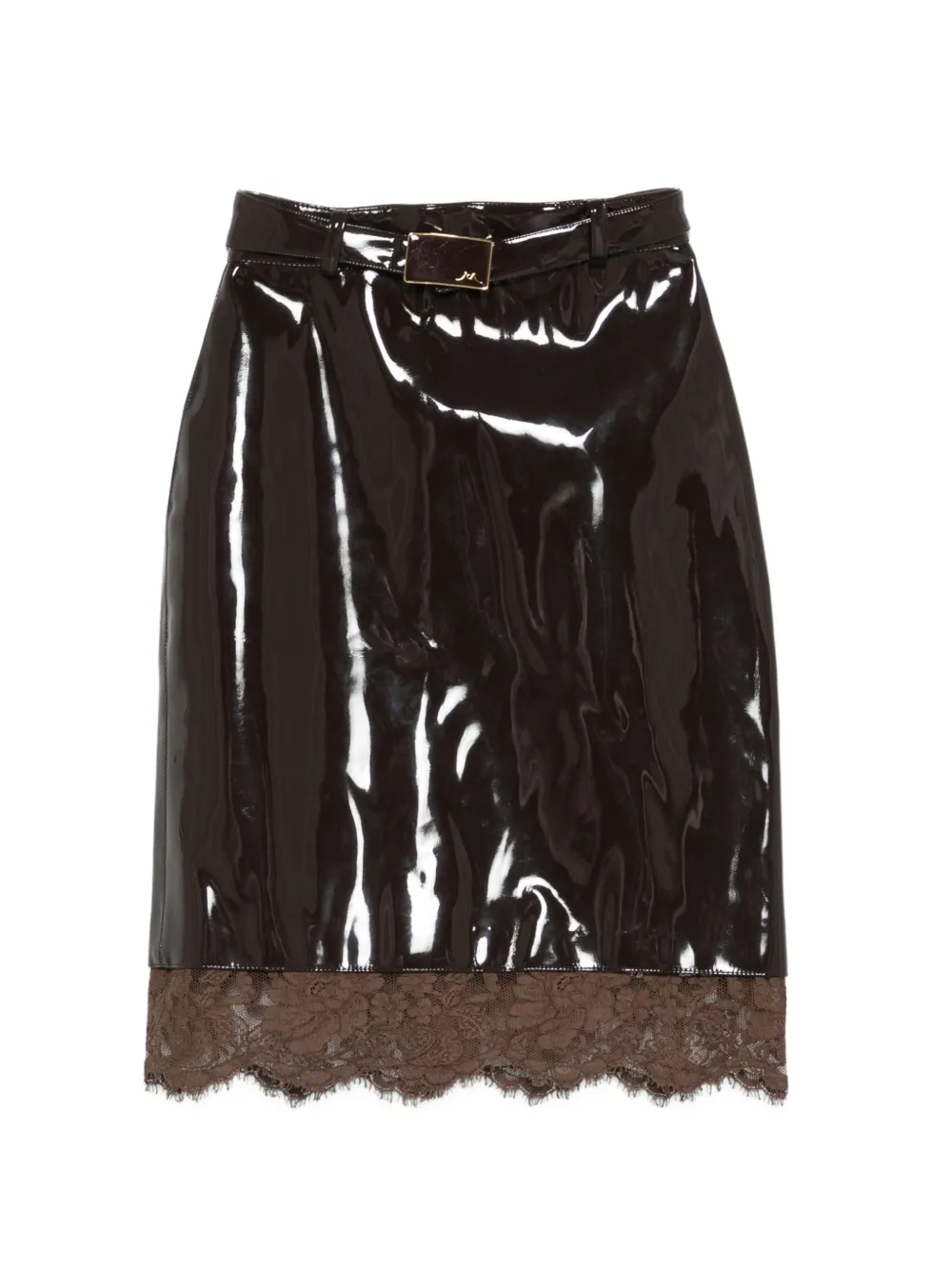 Rowen Rose belted lace-detail midi skirt - Marrone