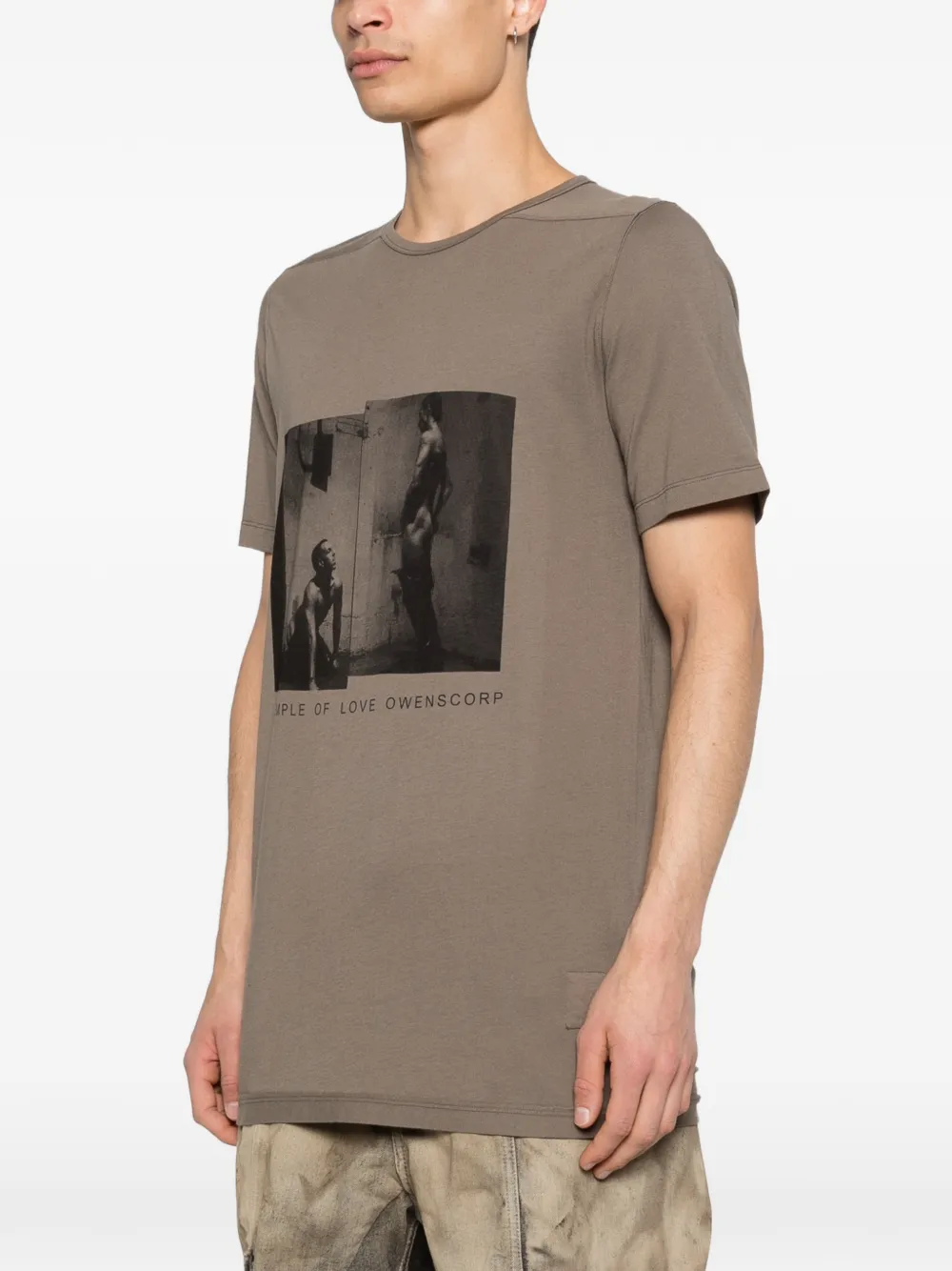 Rick Owens DRKSHDW Level T-shirt met strik-detail en grafische print Bruin