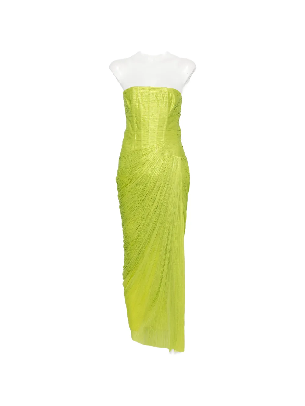 Maria Lucia Hohan Ruby Pleated Strapless Dress In Green