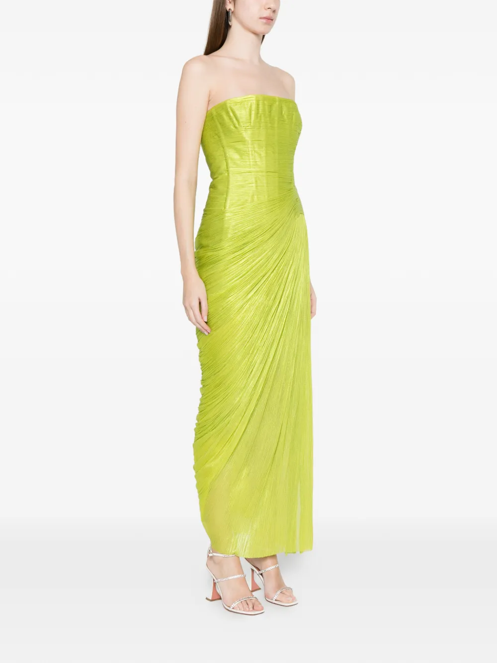 Maria Lucia Hohan Ruby geplooide strapless jurk Groen